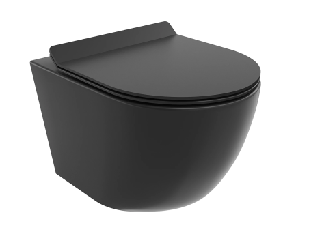 WC SET: Vorwandelement TECEbase + Toilette Rolo Schwarz + Schallschutzmatte + Betätigungsplatte in Schwarz