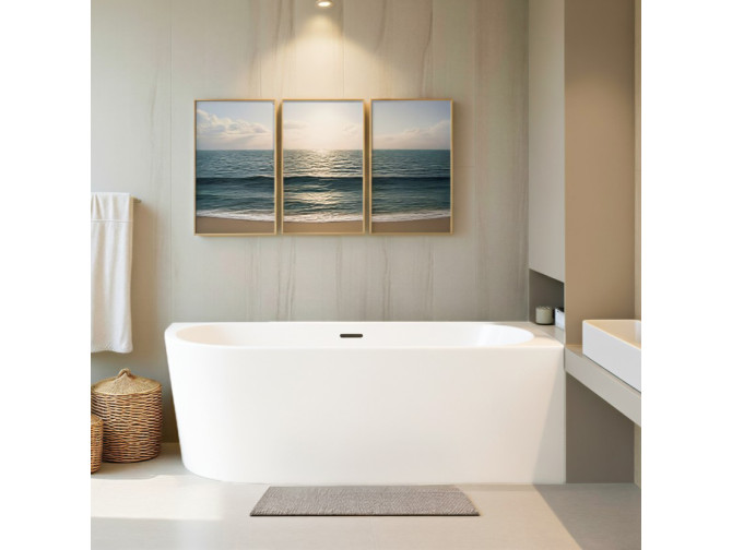 Freistehende Badewanne ALVA 170x80 Rechts | Ablauf Viega Klick-Klack im SET!