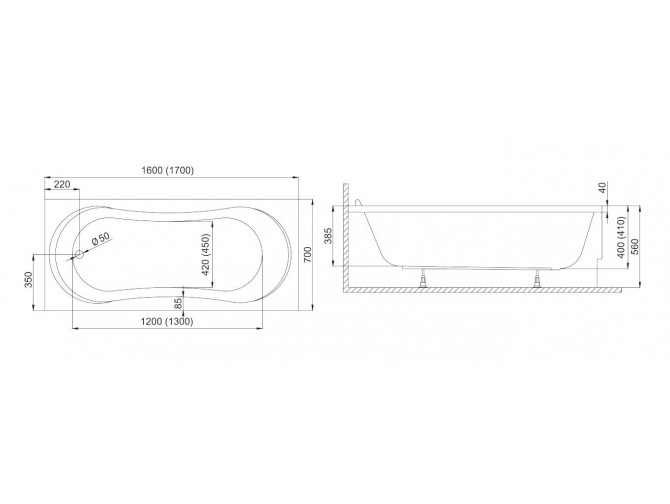 Badewanne Rechteck Gracja 170x70 |...
