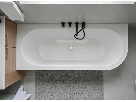Freistehende Eckbadewannne Badewanne ALVA 170x80 Links | Ablauf Klick-Klack im SET!