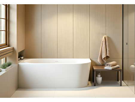 Freistehende Eckbadewannne Badewanne ALVA 170x80 Links | Ablauf Klick-Klack im SET!