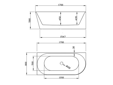 Freistehende Eckbadewannne Badewanne ALVA 170x80 Links | Ablauf Klick-Klack im SET!
