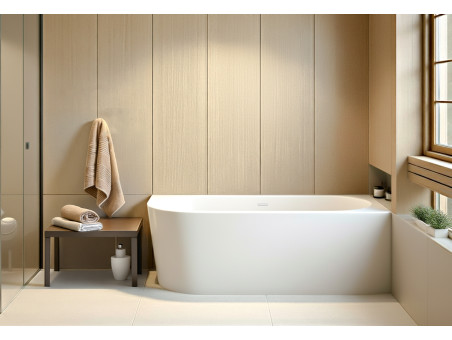 Freistehende Eckbadewannne Badewanne ALVA 170x80 Rechts | Ablauf Klick-Klack im SET!