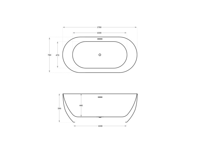Freistehende Badewanne TOVE 170x80 |...