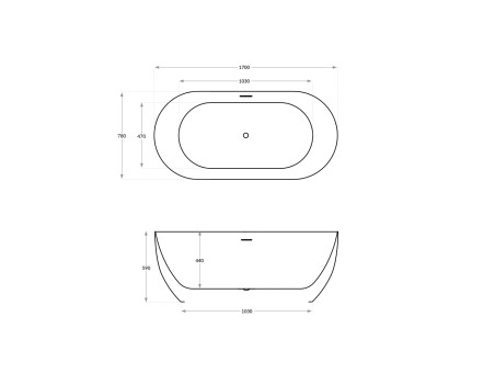 Freistehende Badewanne TOVE 170x80 | Ablauf Klick-Klack im SET!