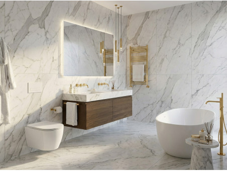 WC-Toilette Virvel: Schüssel Weiß mit Klosettsitz Slim Soft-Close Tornado System