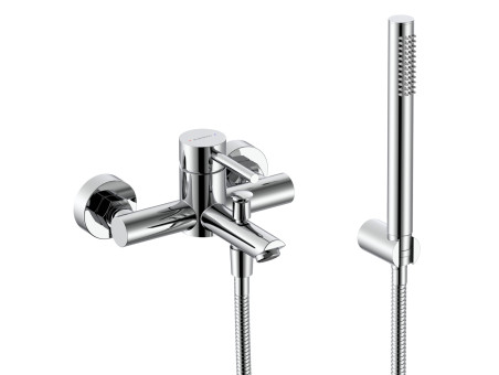 Wannenarmatur Oval LOKE Handbrause Brauseschlauch Chrom
