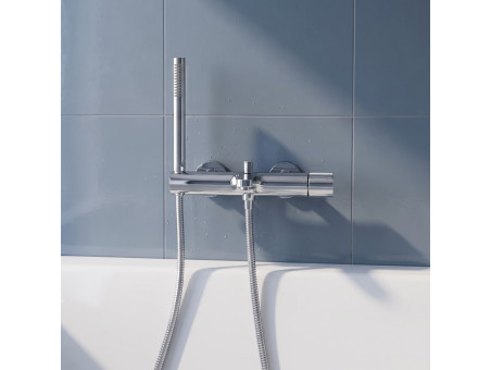 Wannenarmatur Oval LOKE Handbrause Brauseschlauch Chrom