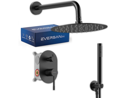 EVERSAN Unterputz-Duschset Premium in Schwarz – LOKE aus Messing Box inklusive