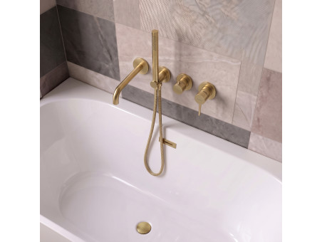 EVERSAN 4-Loch-Unterputz-Wannenarmatur Premium in Gold gebürstet – LOKE aus Messing Box inklusive