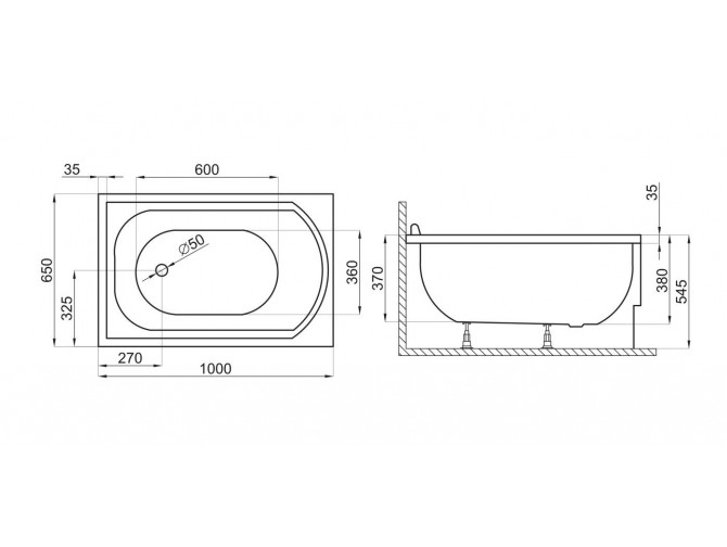 Badewanne Rechteck Mini 100x65 |... Badewanne Rechteck Mini 100x65 |...