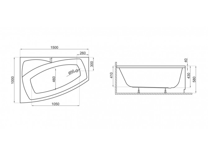 Badewanne Eckwanne Fridas 150x100...