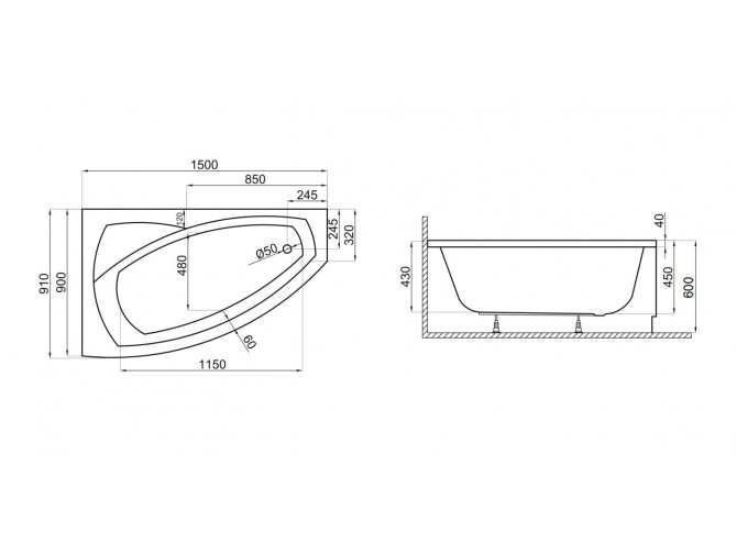 Badewanne Eckwanne Fridas 150x90... Badewanne Eckwanne Fridas 150x90...