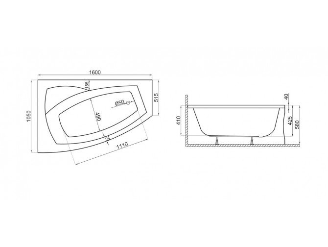 Badewanne Eckwanne Fridas 160x105... Badewanne Eckwanne Fridas 160x105...