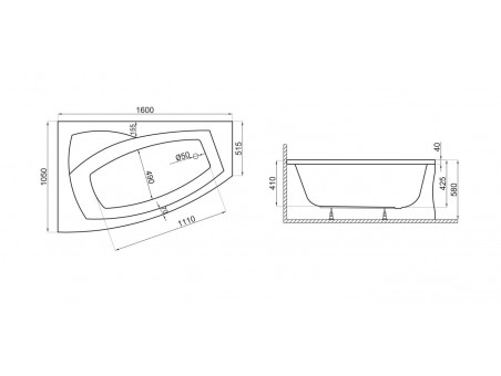 Badewanne Eckwanne Fridas 160x105 Links | Ablauf Viega & Füße GRATIS !