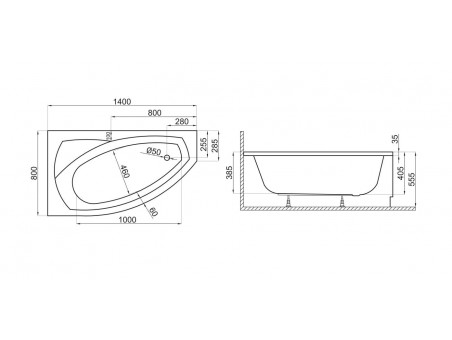 Badewanne Eckwanne Fridas 140x80 Rechts | Ablauf Viega & Füße GRATIS !