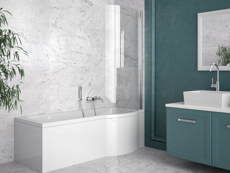 Badewanne Rechteck Inspiro 170x70 Rechts mit Glasabtrennung | Ablauf Viega & Füße GRATIS !