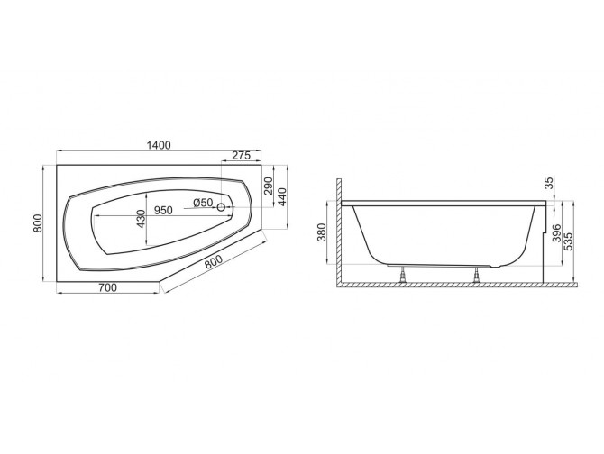 Badewanne Eckwanne Marika 140x80... Badewanne Eckwanne Marika 140x80...