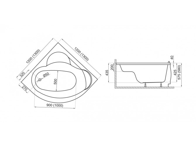 Badewanne Eckwanne STANDARDO 130x130... Badewanne Eckwanne STANDARDO 130x130...