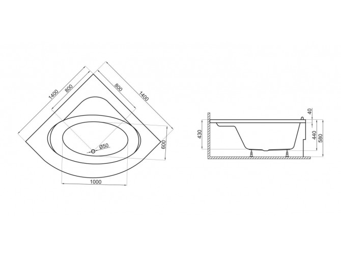 Badewanne Eckwanne STANDARDO 140x140...