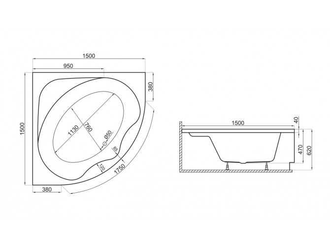 Badewanne Eckwanne STANDARDO 150x150... Badewanne Eckwanne STANDARDO 150x150...