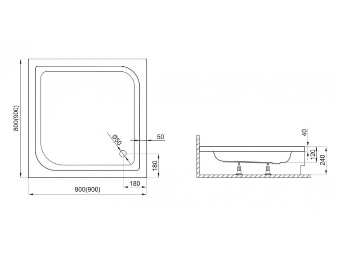 Duschwanne Viereck Tenor 80x80x12 |... Duschwanne Viereck Tenor 80x80x12 |...