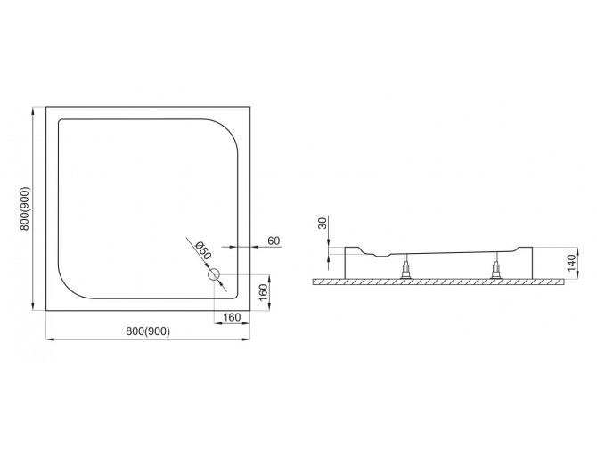 Duschwanne Viereck Tenor 80x80x3x14 |...