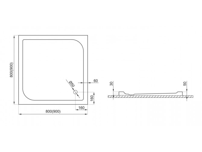 Duschwanne Viereck Tenor 80x80x3x5 |... Duschwanne Viereck Tenor 80x80x3x5 |...