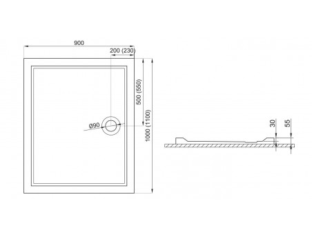 Duschwanne Rechteck Goliat 110x90 | Ablaufgarnitur im SET!