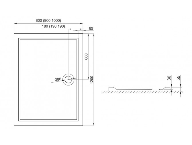 Duschwanne Rechteck Goliat 120x80 |...