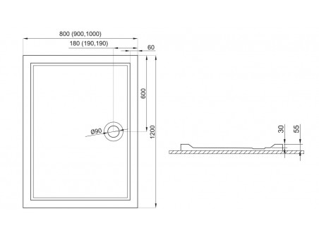 Duschwanne Rechteck Goliat 120x80 | Ablaufgarnitur im SET!