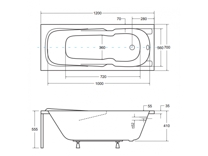 Badewanne Rechteck Majka 120x70 |... Badewanne Rechteck Majka 120x70 |...