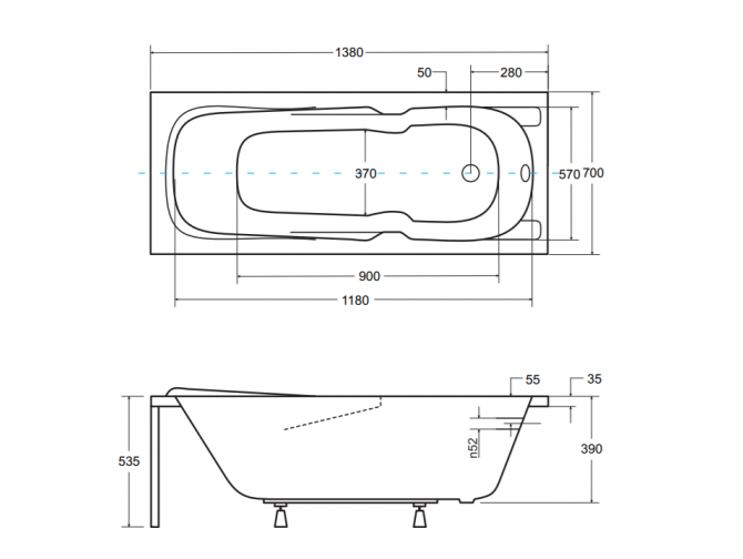 Badewanne Rechteck Majka 140x70 |... Badewanne Rechteck Majka 140x70 |...