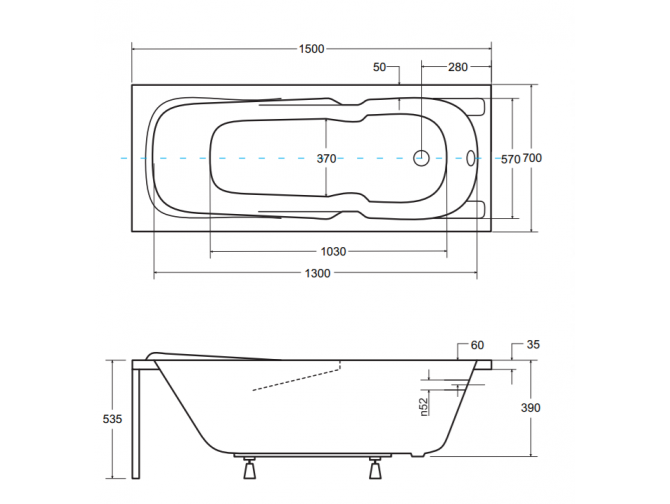 Badewanne Rechteck Majka 150x70 |... Badewanne Rechteck Majka 150x70 |...