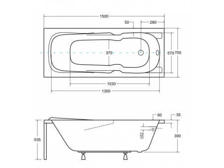Badewanne Rechteck Majka 150x70 | Ablauf Viega & Füße GRATIS !