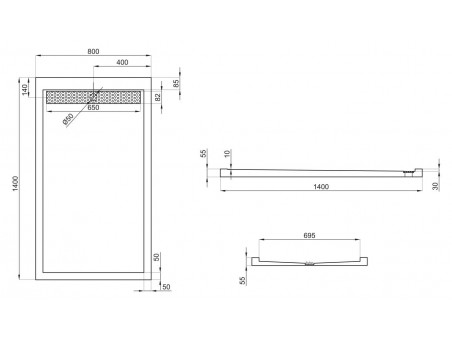Duschwanne Rechteck West 140x80 | Ablaufgarnitur im SET!