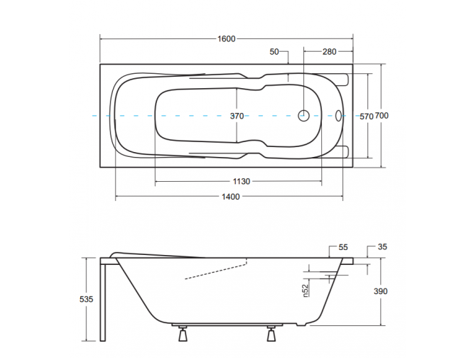 Badewanne Rechteck Majka 160x70 |... Badewanne Rechteck Majka 160x70 |...