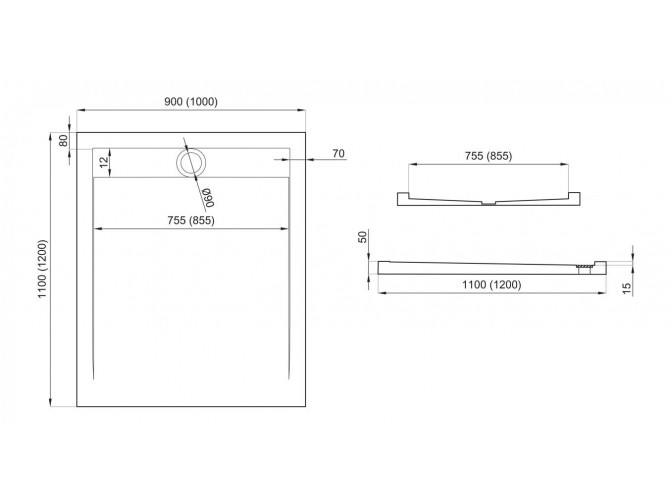 Duschwanne Rechteck West New 120x100...