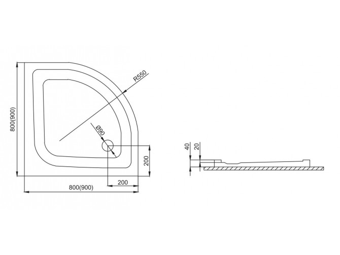 Duschwanne Halbrund Pako 80x80 |... Duschwanne Halbrund Pako 80x80 |...