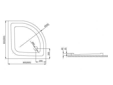 Duschwanne Halbrund Pako 80x80 | Ablaufgarnitur im SET!