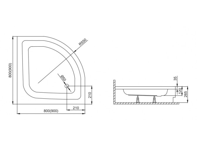 Duschwanne Halbrund Pako 80x80x12 |... Duschwanne Halbrund Pako 80x80x12 |...