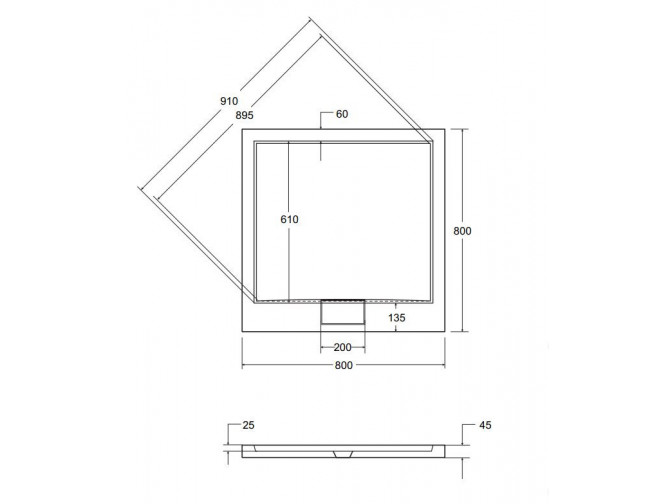 Duschwanne Viereck Axim 80x80 Glatt |...