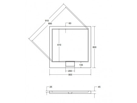 Duschwanne Viereck Axim 80x80 Glatt | Ablaufgarnitur im SET !