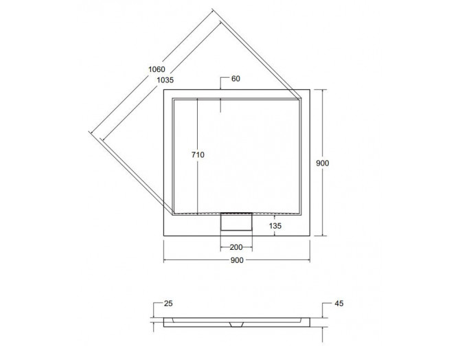 Duschwanne Viereck Axim 90x90 Glatt |...