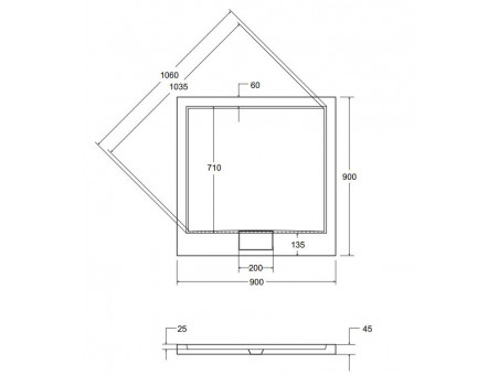 Duschwanne Viereck Axim 90x90 Glatt | Ablaufgarnitur im SET !