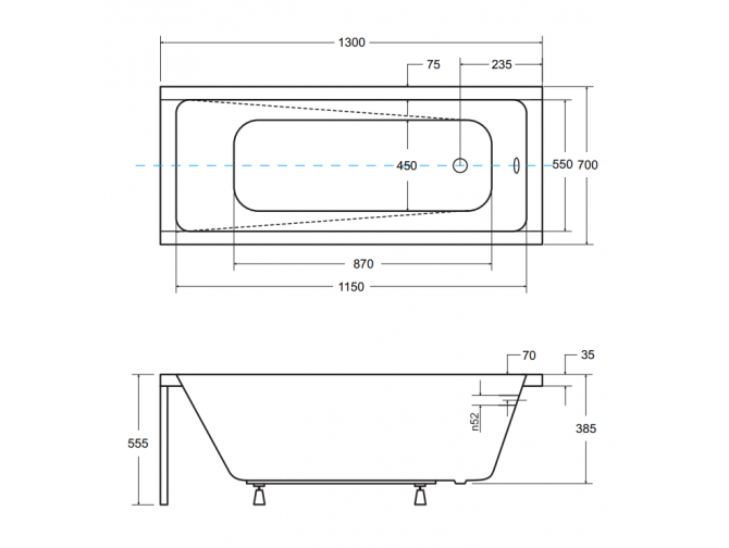 Badewanne Rechteck Modern 130x70 |... Badewanne Rechteck Modern 130x70 |...