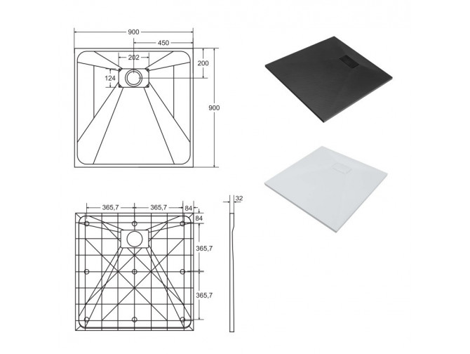 Duschwanne Viereck VEXOS 90x90 |... Duschwanne Viereck VEXOS 90x90 |...