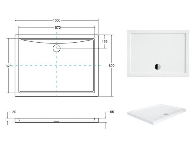 Duschwanne Rechteck Alpinas 100x80 |...