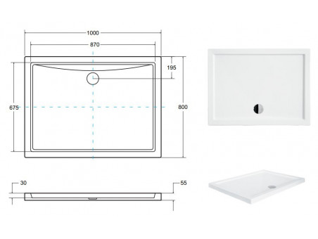 Duschwanne Rechteck Alpinas 100x80 | Ablaufgarnitur im SET!