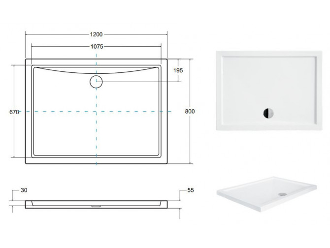 Duschwanne Rechteck Alpinas 120x80 |... Duschwanne Rechteck Alpinas 120x80 |...